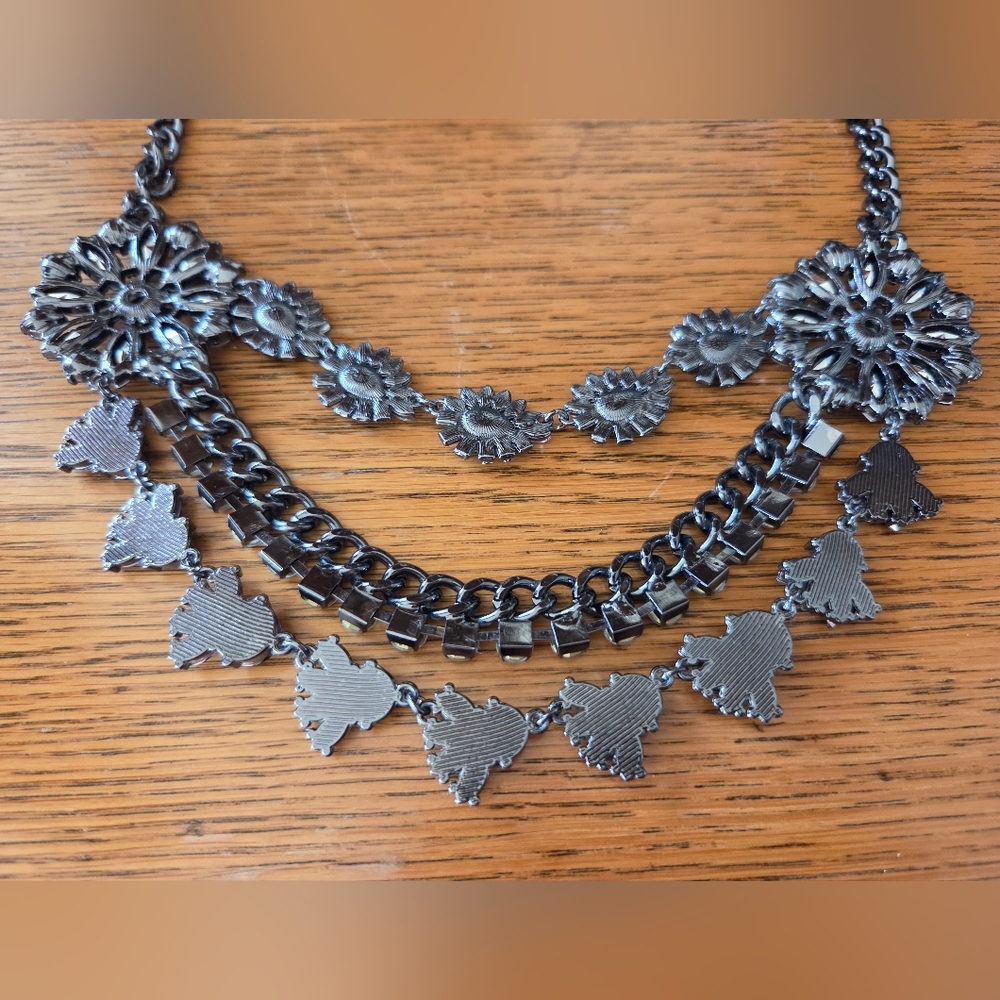 Sparkly Blue Clear Rhinestone Statement Necklace … - image 4